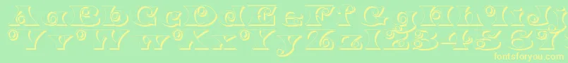K22SpiralSwashShadow Font – Yellow Fonts on Green Background
