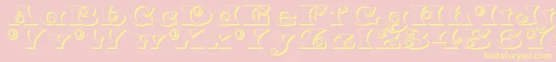 K22SpiralSwashShadow Font – Yellow Fonts on Pink Background