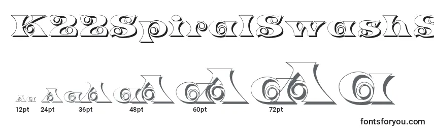 Größen der Schriftart K22SpiralSwashShadow (111988)