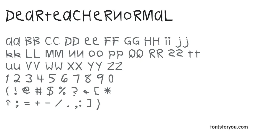 Czcionka DearteacherNormal – alfabet, cyfry, specjalne znaki
