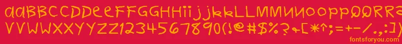 DearteacherNormal-Schriftart – Orangefarbene Schriften auf rotem Hintergrund