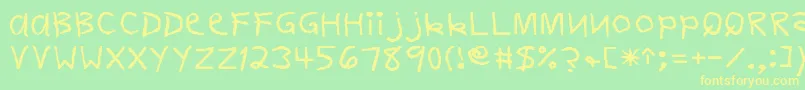 DearteacherNormal-Schriftart – Gelbe Schriften auf grünem Hintergrund