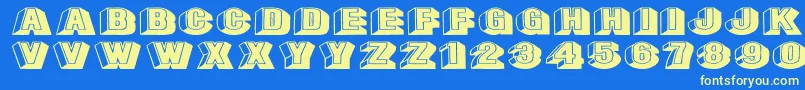 Leecapsex Font – Yellow Fonts on Blue Background