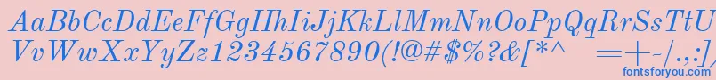 フォントOldstandardItalic – ピンクの背景に青い文字