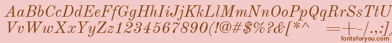 Fonte OldstandardItalic – fontes marrons em um fundo rosa