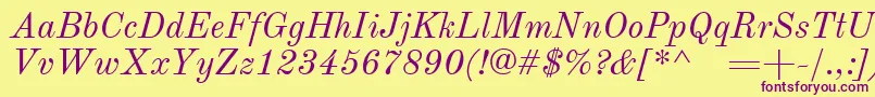 OldstandardItalic Font – Purple Fonts on Yellow Background
