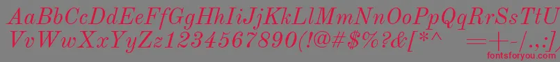 フォントOldstandardItalic – 赤い文字の灰色の背景