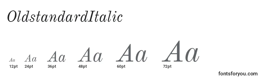 Größen der Schriftart OldstandardItalic