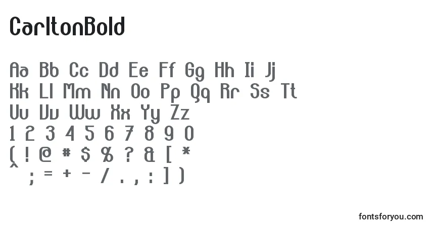 CarltonBoldフォント–アルファベット、数字、特殊文字