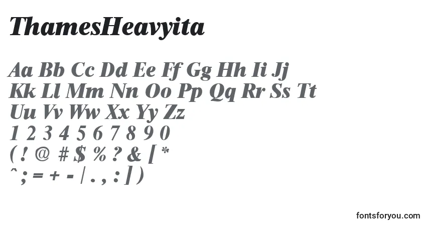Czcionka ThamesHeavyita – alfabet, cyfry, specjalne znaki