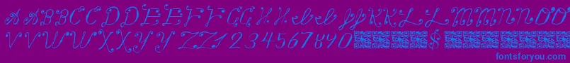 MakingAListCheckingItTwice-Schriftart – Blaue Schriften auf violettem Hintergrund