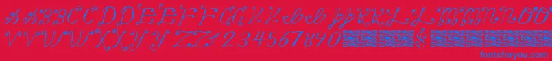 MakingAListCheckingItTwice-Schriftart – Blaue Schriften auf rotem Hintergrund