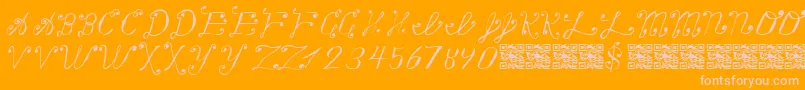 MakingAListCheckingItTwice-Schriftart – Rosa Schriften auf orangefarbenem Hintergrund