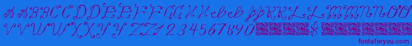 MakingAListCheckingItTwice-Schriftart – Violette Schriften auf blauem Hintergrund