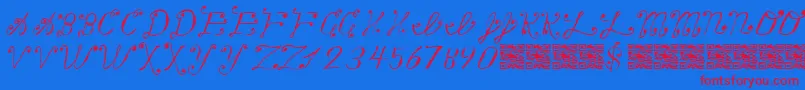 MakingAListCheckingItTwice-Schriftart – Rote Schriften auf blauem Hintergrund