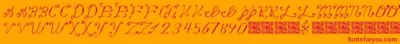 MakingAListCheckingItTwice-Schriftart – Rote Schriften auf orangefarbenem Hintergrund