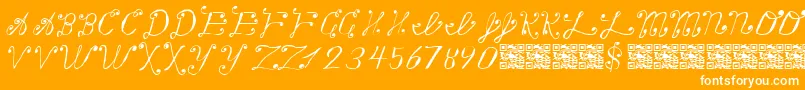 MakingAListCheckingItTwice-Schriftart – Weiße Schriften auf orangefarbenem Hintergrund