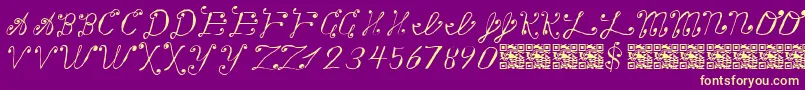 MakingAListCheckingItTwice-Schriftart – Gelbe Schriften auf violettem Hintergrund