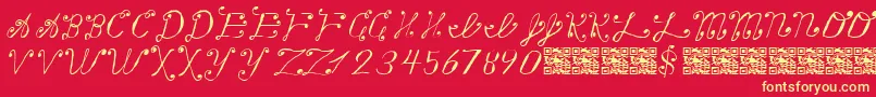 MakingAListCheckingItTwice-Schriftart – Gelbe Schriften auf rotem Hintergrund