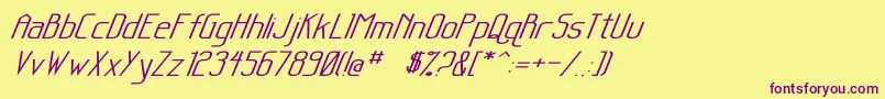 SanityWideItalic Font – Purple Fonts on Yellow Background