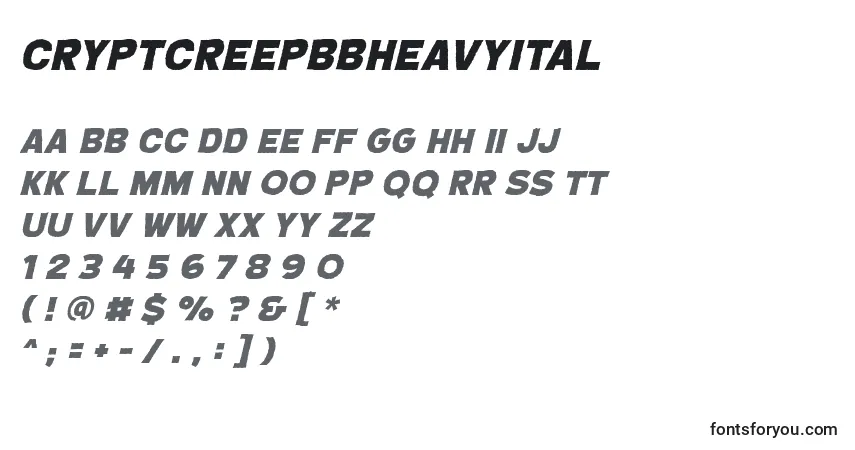 Czcionka CryptcreepbbHeavyital – alfabet, cyfry, specjalne znaki