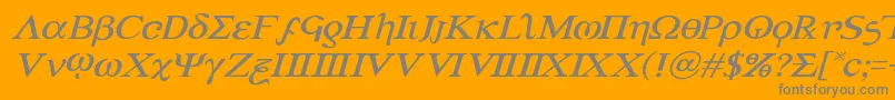 Achilles3expandital-Schriftart – Graue Schriften auf orangefarbenem Hintergrund