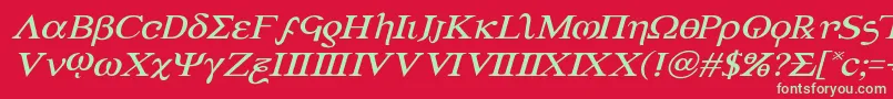 Achilles3expandital-Schriftart – Grüne Schriften auf rotem Hintergrund