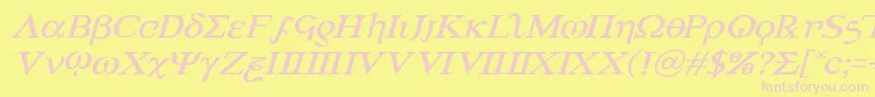 Achilles3expandital-Schriftart – Rosa Schriften auf gelbem Hintergrund