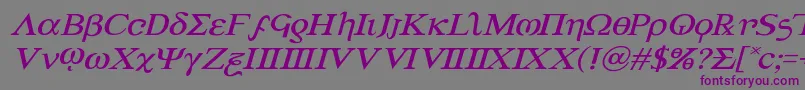 フォントAchilles3expandital – 紫色のフォント、灰色の背景