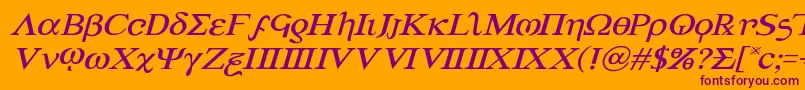 Achilles3expandital-Schriftart – Violette Schriften auf orangefarbenem Hintergrund