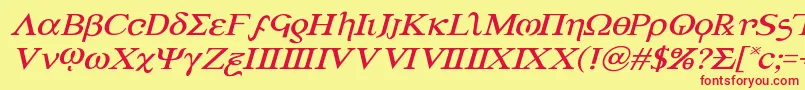 フォントAchilles3expandital – 赤い文字の黄色い背景