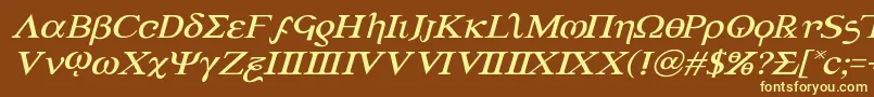 Шрифт Achilles3expandital – жёлтые шрифты на коричневом фоне