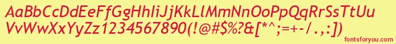 TrebuchetMsРљСѓСЂСЃРёРІ Font – Red Fonts on Yellow Background