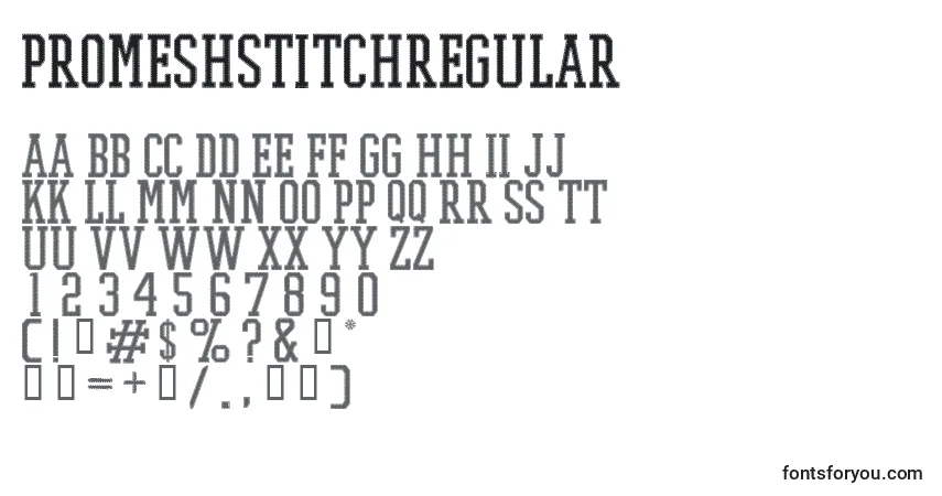 characters of promeshstitchregular font, letter of promeshstitchregular font, alphabet of  promeshstitchregular font