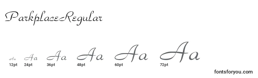 sizes of parkplaceregular font, parkplaceregular sizes
