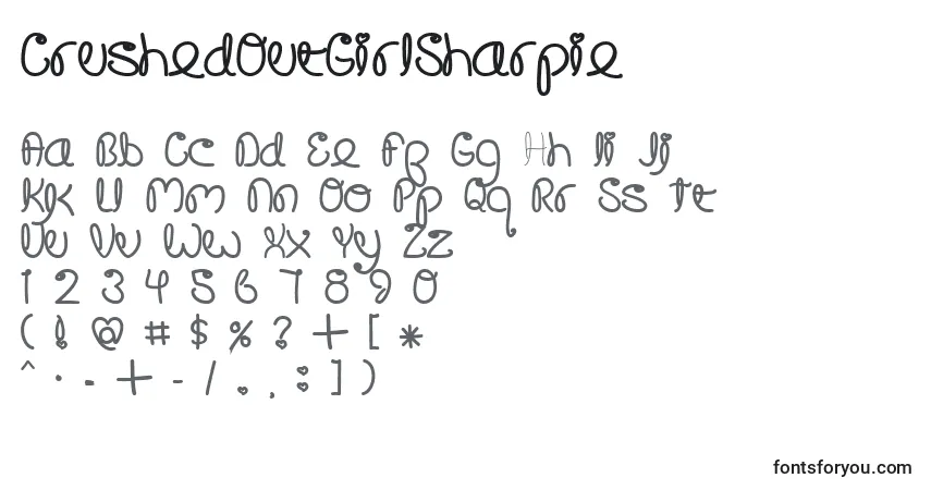 characters of crushedoutgirlsharpie font, letter of crushedoutgirlsharpie font, alphabet of  crushedoutgirlsharpie font