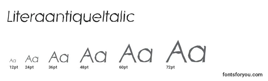 sizes of literaantiqueitalic font, literaantiqueitalic sizes