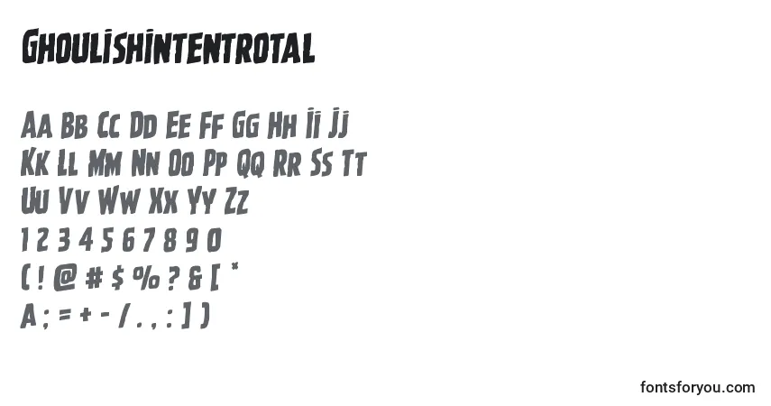 Ghoulishintentrotal font – alphabet, numbers, special characters