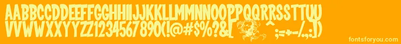 Fonte Screebie – fontes amarelas em um fundo laranja