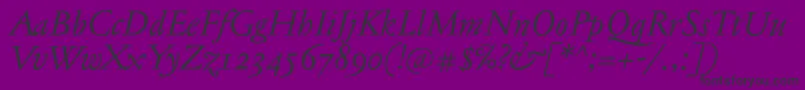 JannontextosfItalic Font – Black Fonts on Purple Background