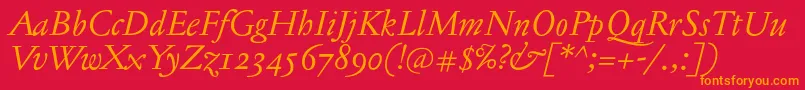 JannontextosfItalic Font – Orange Fonts on Red Background