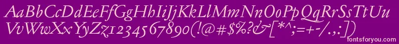 JannontextosfItalic Font – Pink Fonts on Purple Background