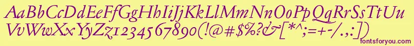 JannontextosfItalic Font – Purple Fonts on Yellow Background