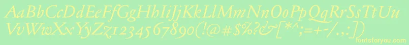 JannontextosfItalic Font – Yellow Fonts on Green Background