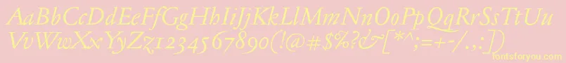 JannontextosfItalic Font – Yellow Fonts on Pink Background