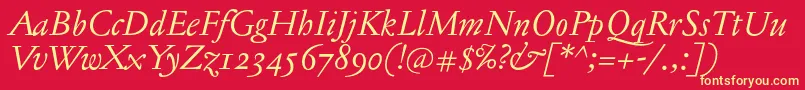 JannontextosfItalic Font – Yellow Fonts on Red Background
