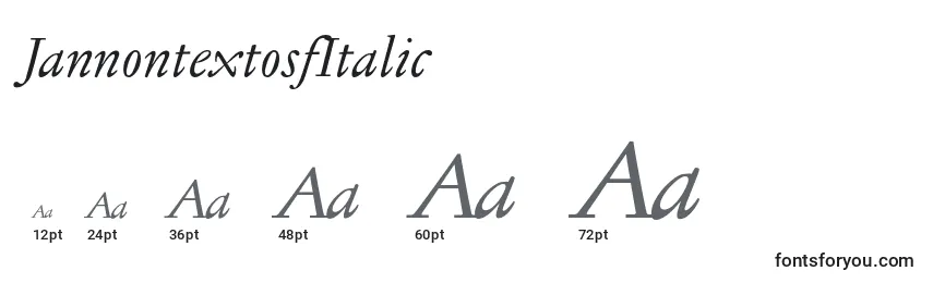 Размеры шрифта JannontextosfItalic