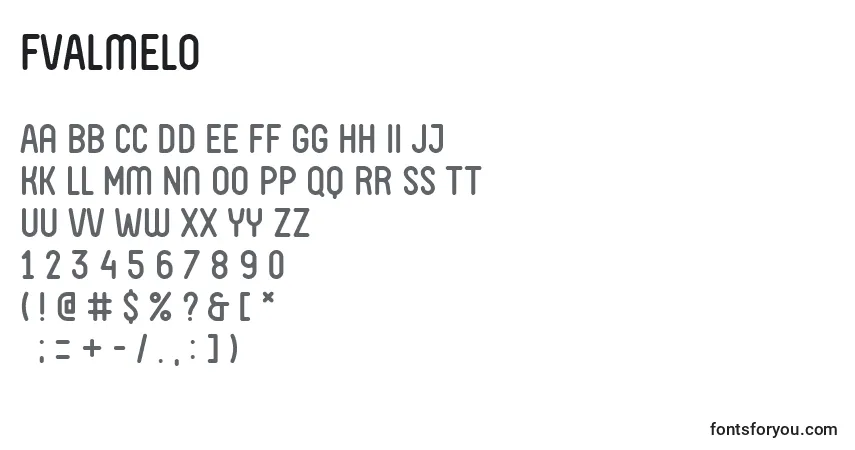 Schriftart FvAlmelo – Alphabet, Zahlen, spezielle Symbole