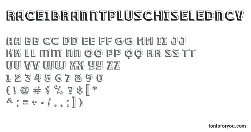 Schriftart Race1BranntPlusChiseledNcv – Alphabet, Zahlen, spezielle Symbole