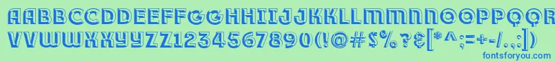 フォントRace1BranntPlusChiseledNcv – 青い文字は緑の背景です。